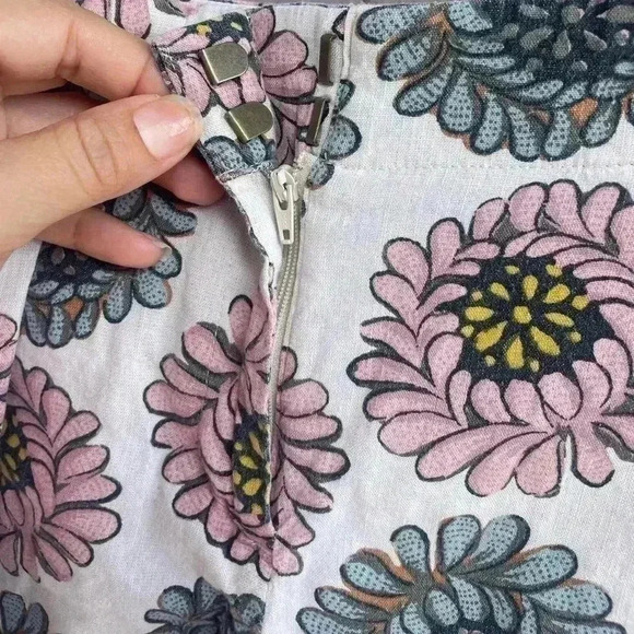 Ann Taylor Loft women’s floral linen shorts cream pink green 6P removable belt - Picture 6 of 8